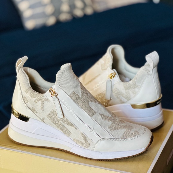 Michael Kors - Willis Logo Stretch Knit Wedge Trainers - Picture 1 of 7